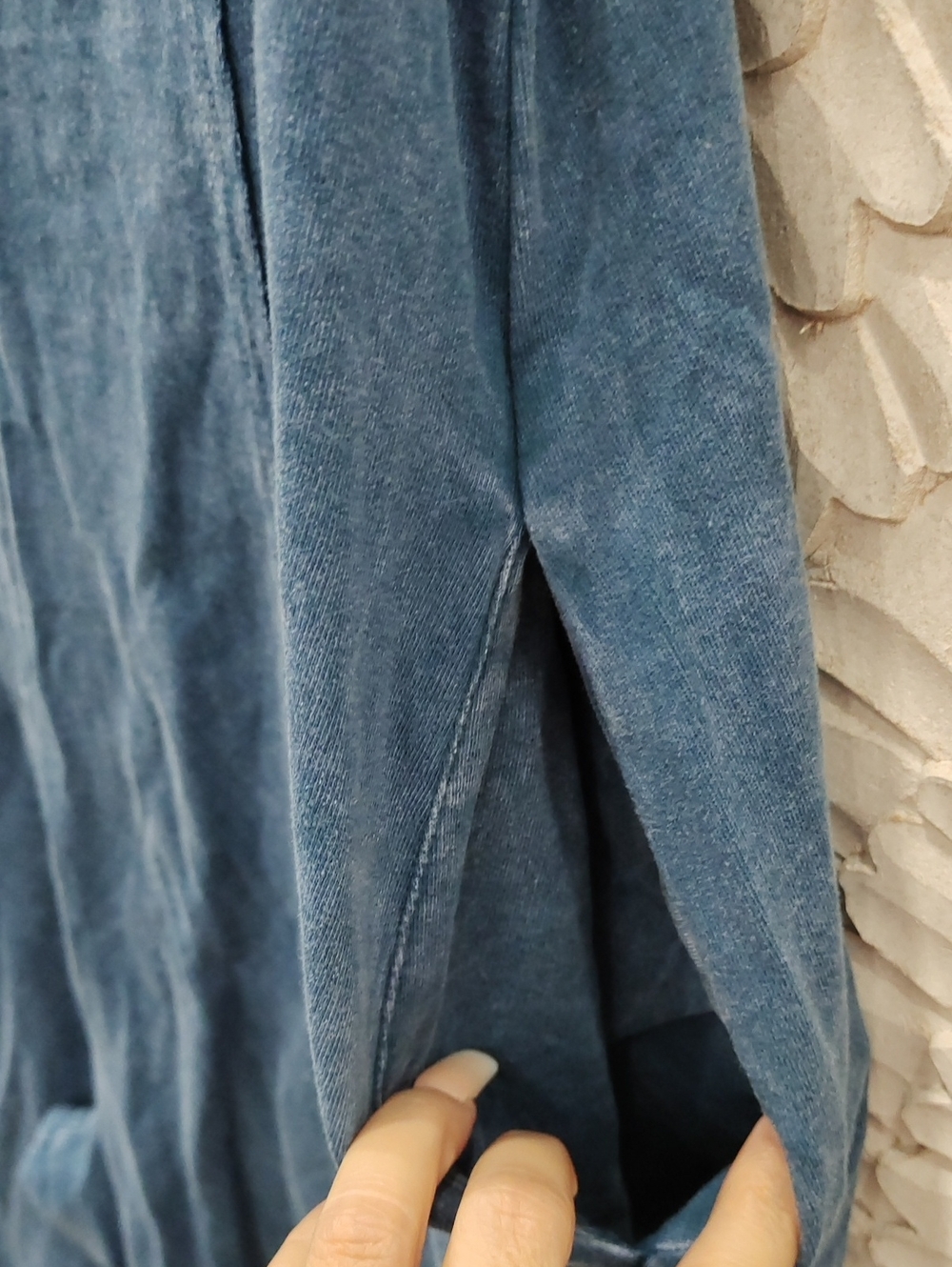 Washed Indigo Eyelit Hem Wide-Leg Jumpsuit - Blue - Picture 7 of 10